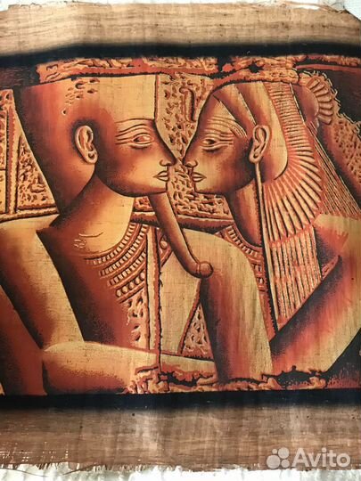 Картина на папирусе. Рамсес 2 и Нефертари