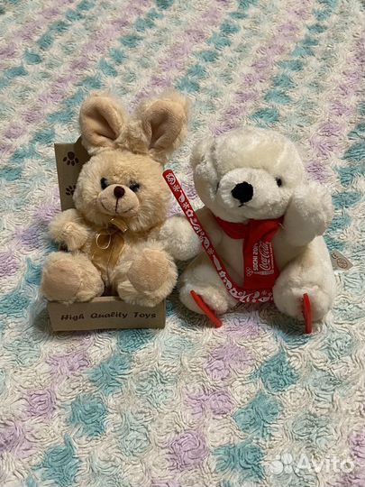 Игрушки мягкие заяц и мишка кока кола