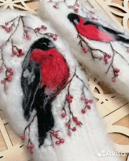 Варежки пуховые женские