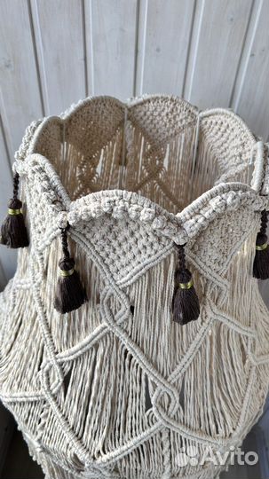 Торшер ссср. Абажур макраме. Ручная работа