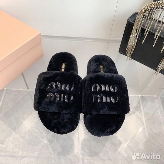 Махровые шлепки miu miu 5 цветов