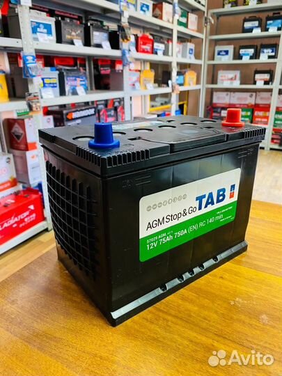 Аккумулятор Гелевый TAB 75 Ач AGM на Start-stop