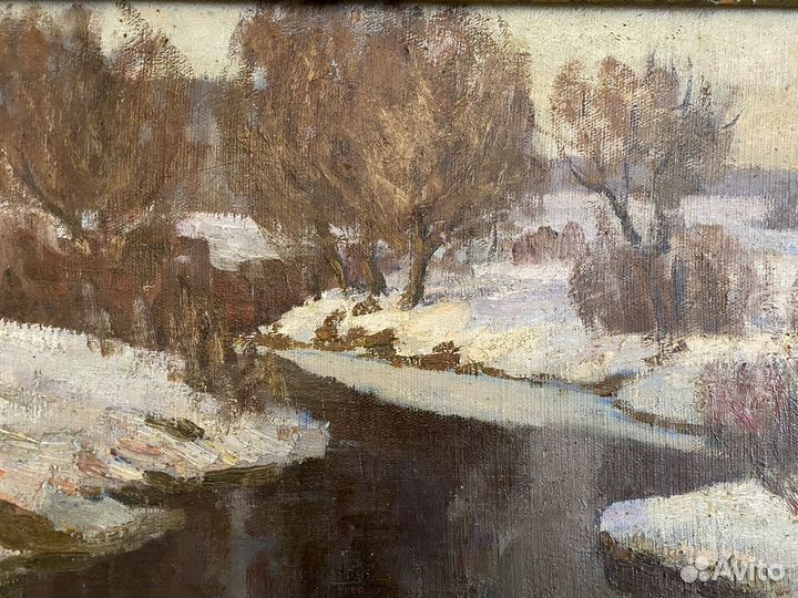 Старинная картина маслом на холсте