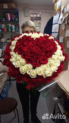 101 Роза 70 см Сердце