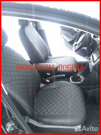 Чехлы Volkswagen Polo 5 Hb из экокожи чёрные Ромб