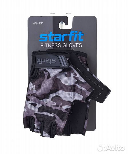 Перчатки для фитнеса Starfit WG-101, серый камуфля