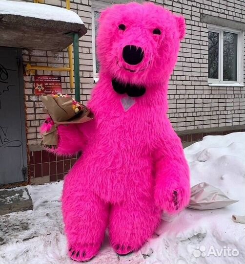 Надувной костюм Розовый мишка Ростовая кукла