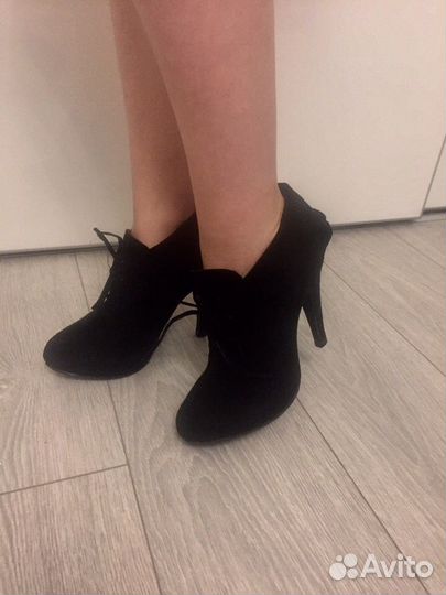 Туфли-ботильоны - натуральная замша