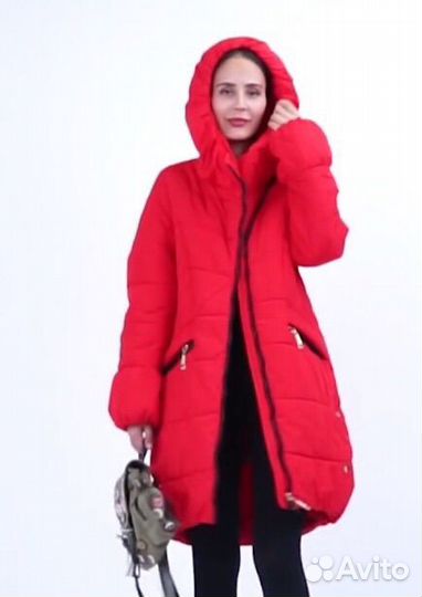 На 40-44 Куртка демисезон красная желтая длинная