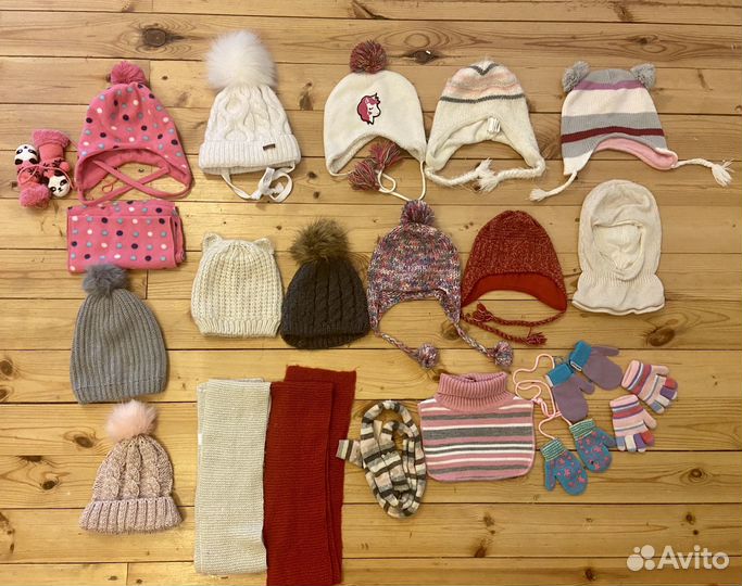 Шапки шарфы варежки детские 2-5 лет