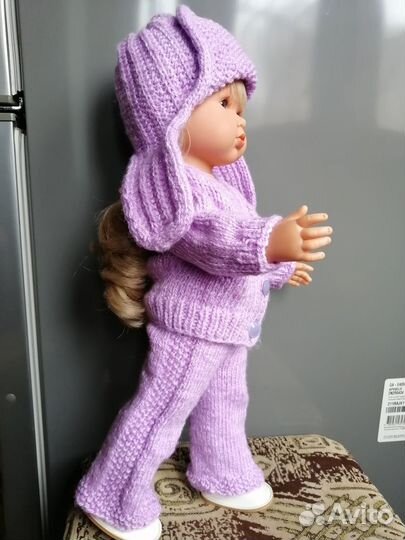 Вязаный комплект одежды для кукол 45-48 см