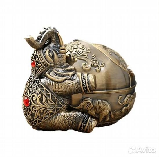 Статуэтка слон пепельница бездымная металл