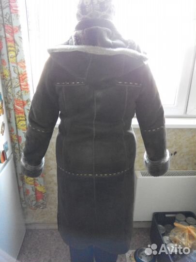 Дублёнка натуральная длинная коричневая 48р б/у