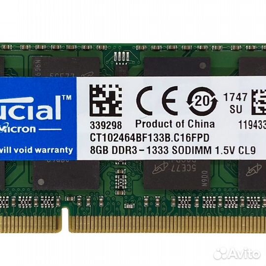 Оперативная память Crucial SO-dimm DDR3 8Гб 1333 m