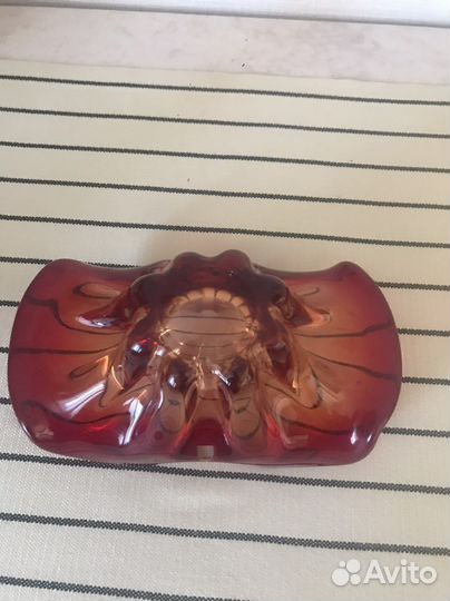 Ваза, конфетница цветное стекло гнутое, СССР