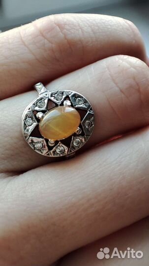 Винтажное кольцо с натуральным опалом 16,5