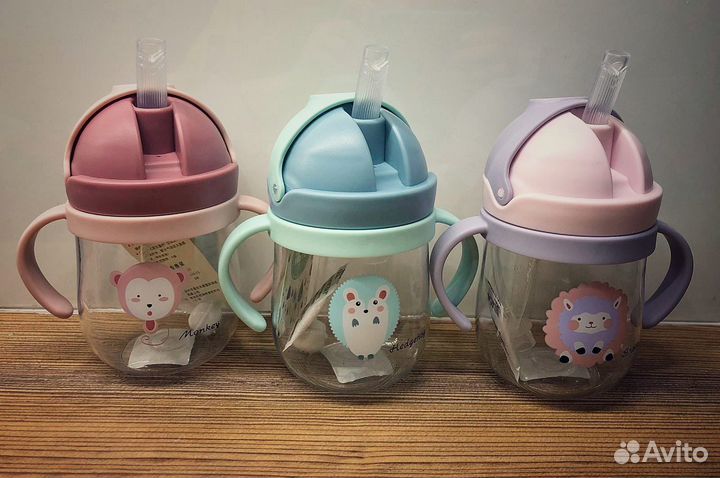 Детская бутылочка-непроливайка с трубочкой