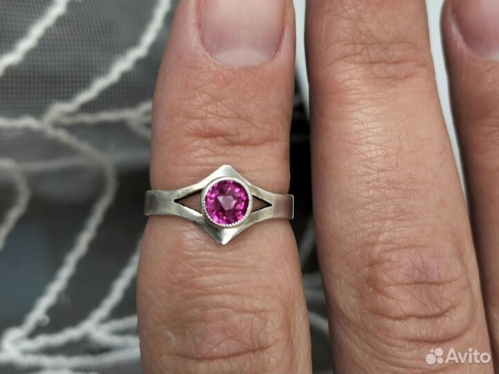 Серебряное кольцо СССР 875 с рубином