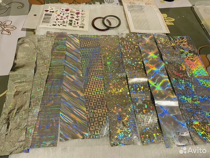 Цветная фольга и гибкая лента для дизайна ногтей