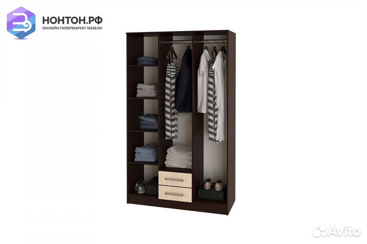 Шкаф 3-х створчатый Фиеста дуб беленый / венге