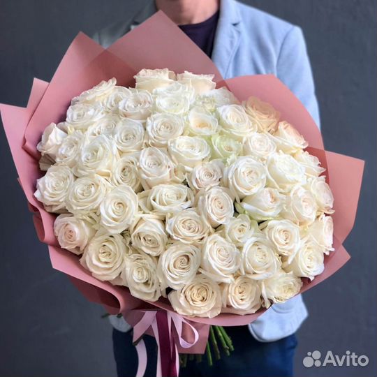 Букет 51 Белая Роза (60 см.)