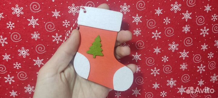 Игрушка на елку рождественский носок Санты