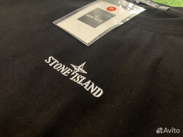 Чёрная футболка Stone Island thick cool black foot