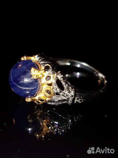 Серебряное кольцо с Сапфиром и Шпинелью