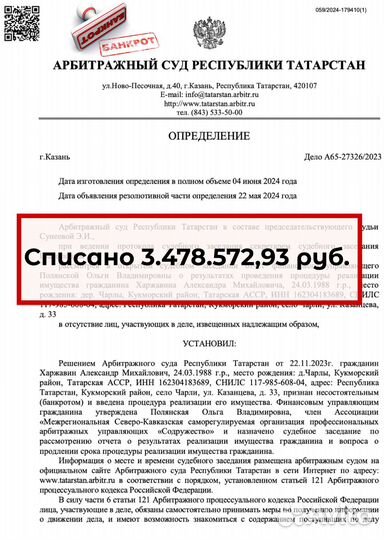 Банкротство физических лиц Списание долгов