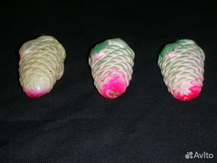 Елочные игрушки шишки, (3 шт), СССР
