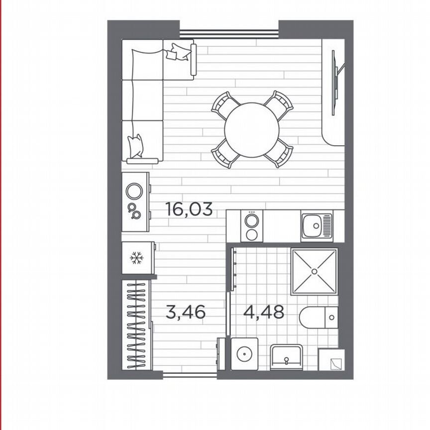 Квартира-студия, 24 м², 1/5 эт.