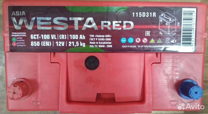 Акб 100 Ач Westa Asia (на ssangyong)