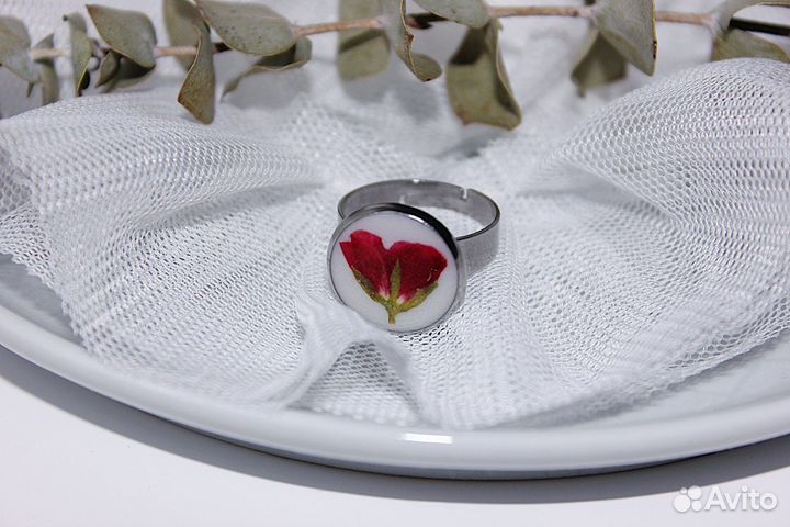 Кольца из эпоксидной смолы с цветами, регулируемые