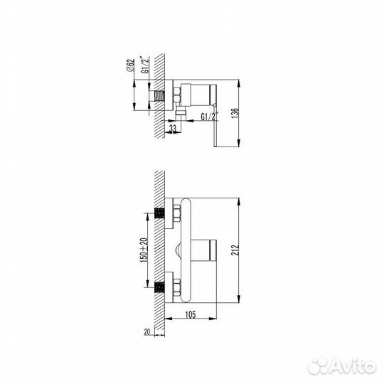Смеситель для душа aquame Asti шлифованное золото AQM6413BG