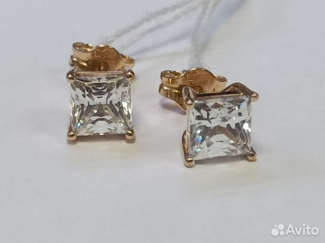 Золотые серьги с фианитом