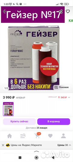 Фильтр для воды гейзер