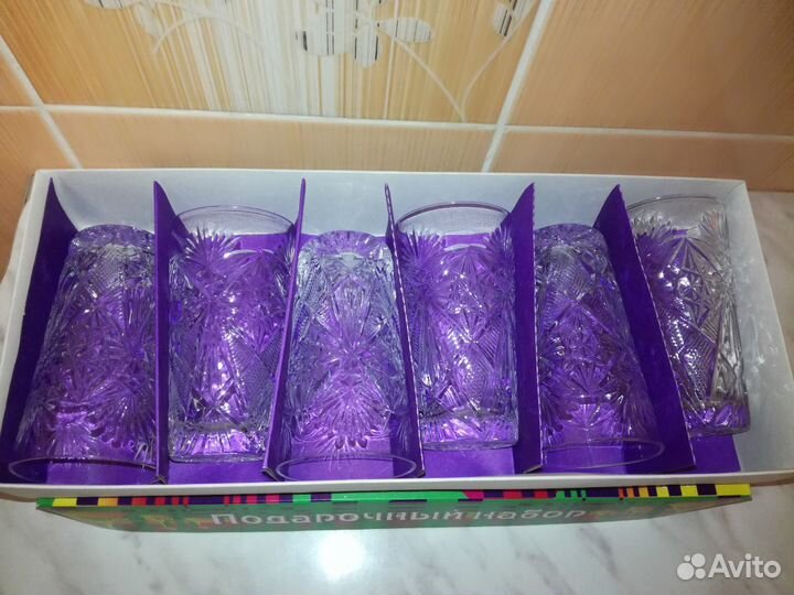 Хрустальные стаканы-180мл, высота - 12см., диам.-7