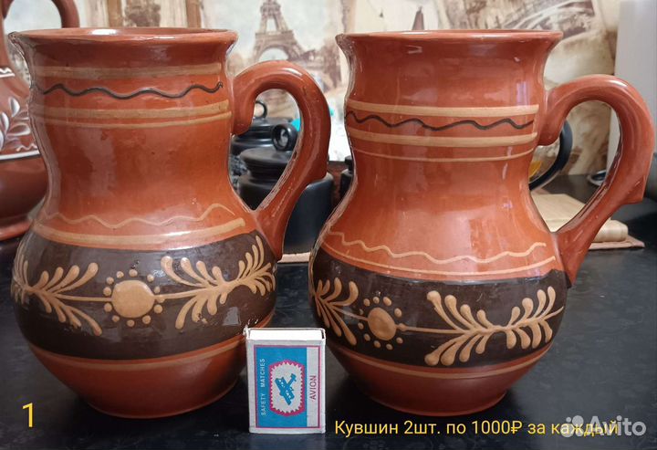 Глиняная посуда (кувшин, сахарница)