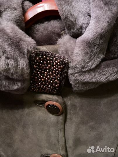 Дубленка натуральная женская 50 52 с капюшоном
