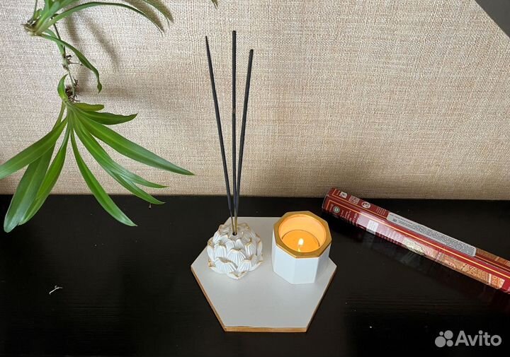Подсвечник+подставка для благовоний+поднос-подстав