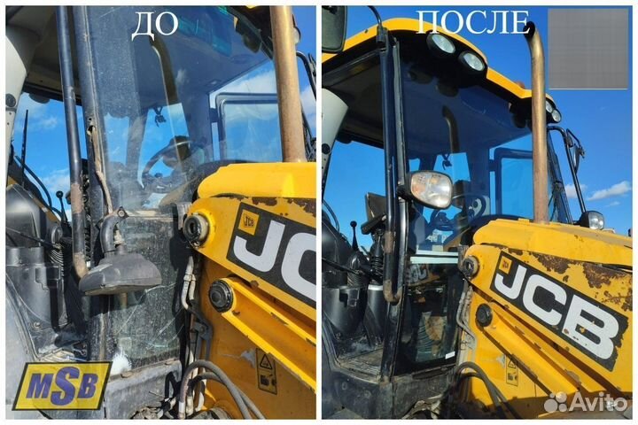 Замена стекла на JCB 3CX и другую технику