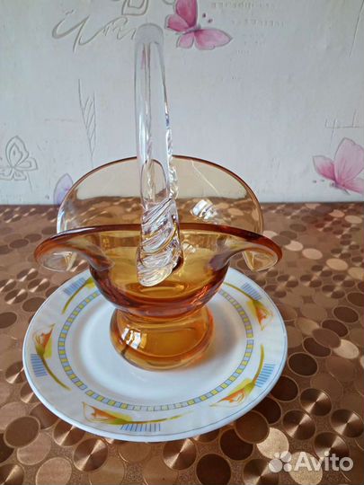 Конфетница СССР чешское стекло