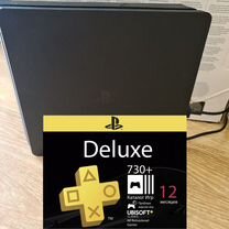 Ps4 slim 500gb + подписка Deluxe 12 месяцев + игры