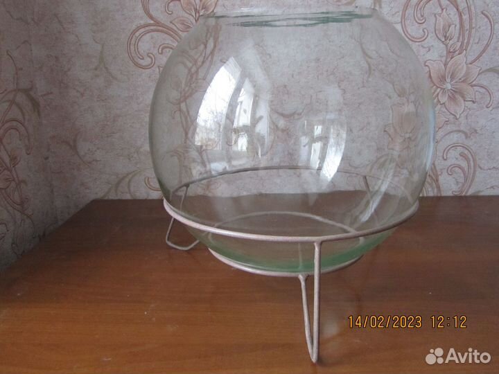 Аквариум 20 л круглый стеклянный с подставкой