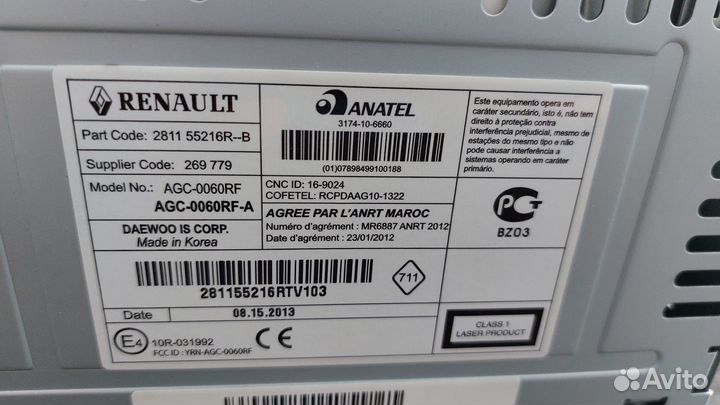 Штатная магнитола Renault Duster