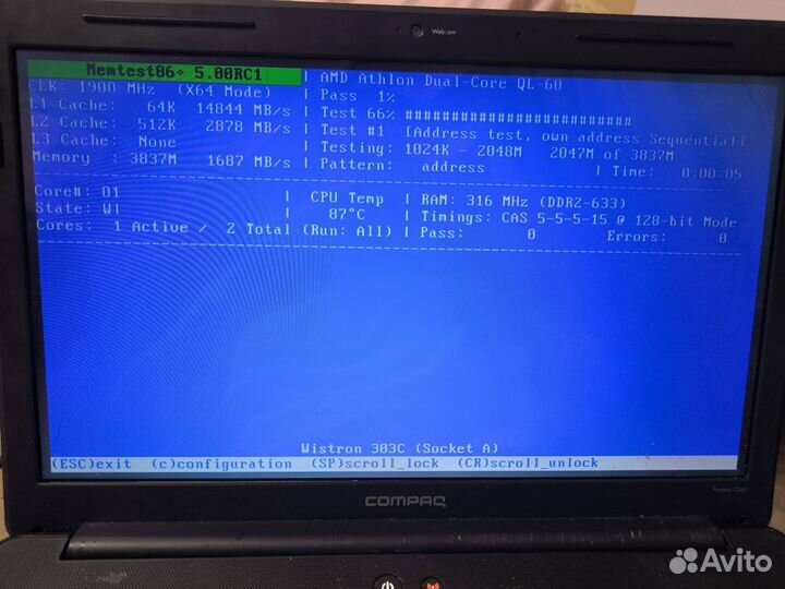 Продаю ноутбук на запчасти HP Compaq Presario CQ60