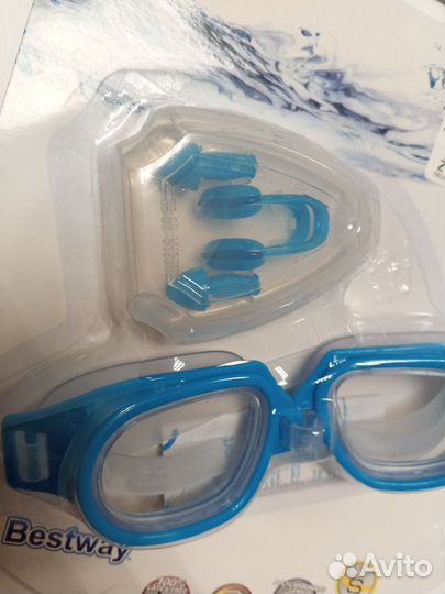 Новые очки для плавания+зажимы Bestway Hydro Swim