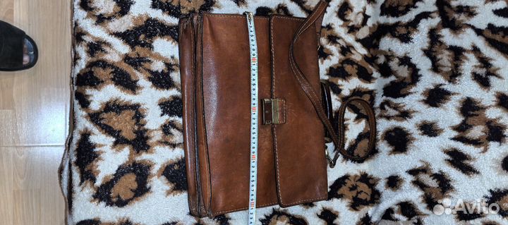 Мужской кожаный портфель коричневый