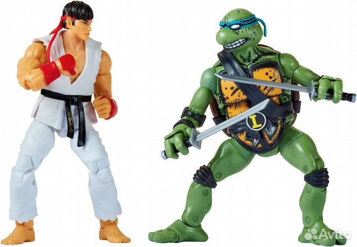 Черепашки Ниндзя фигурки Леонардо vs. Рю (Bandai)