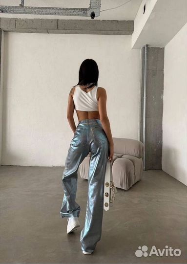Классные джинсы металлик
